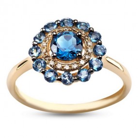 14CT GOLD DIAMOND & BLUE TOPAZ RING 14CT GOLD DIAMOND & BLUE TOPAZ RING